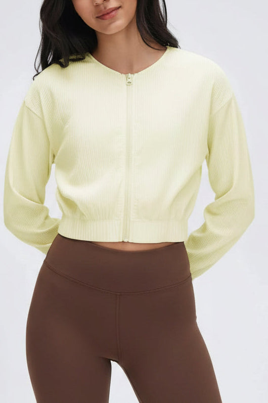Micro Pleats Zip Up