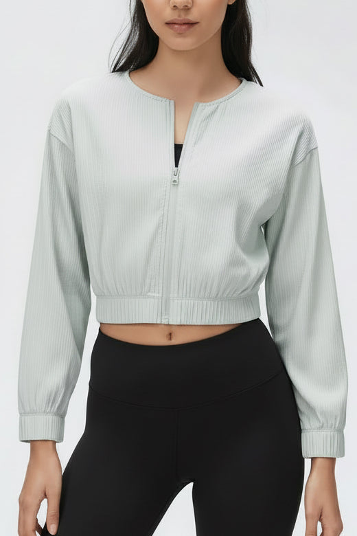 Micro Pleats Zip Up